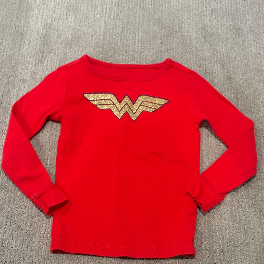 GAP Red Long Sleeve Tee with Gold Logo